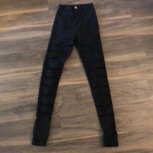 Small stretchy black slit pants
